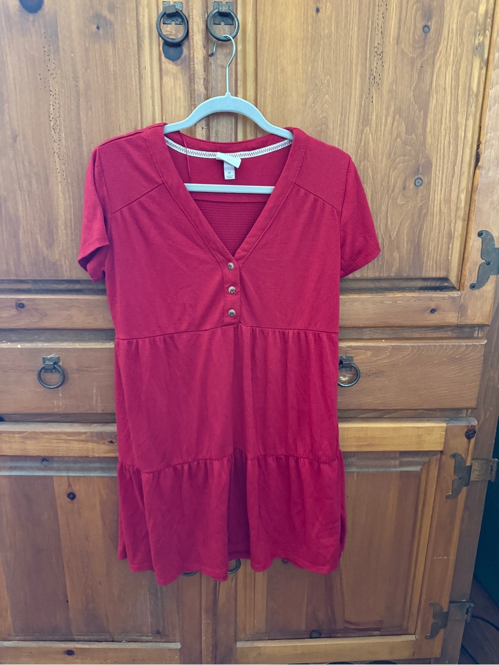 Knox Rose Red V-Neck Tiered Midi Dress